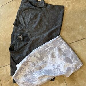 TEX Gear dry Tex Charcoal V-Neck Tee and RBX Marble Leggings